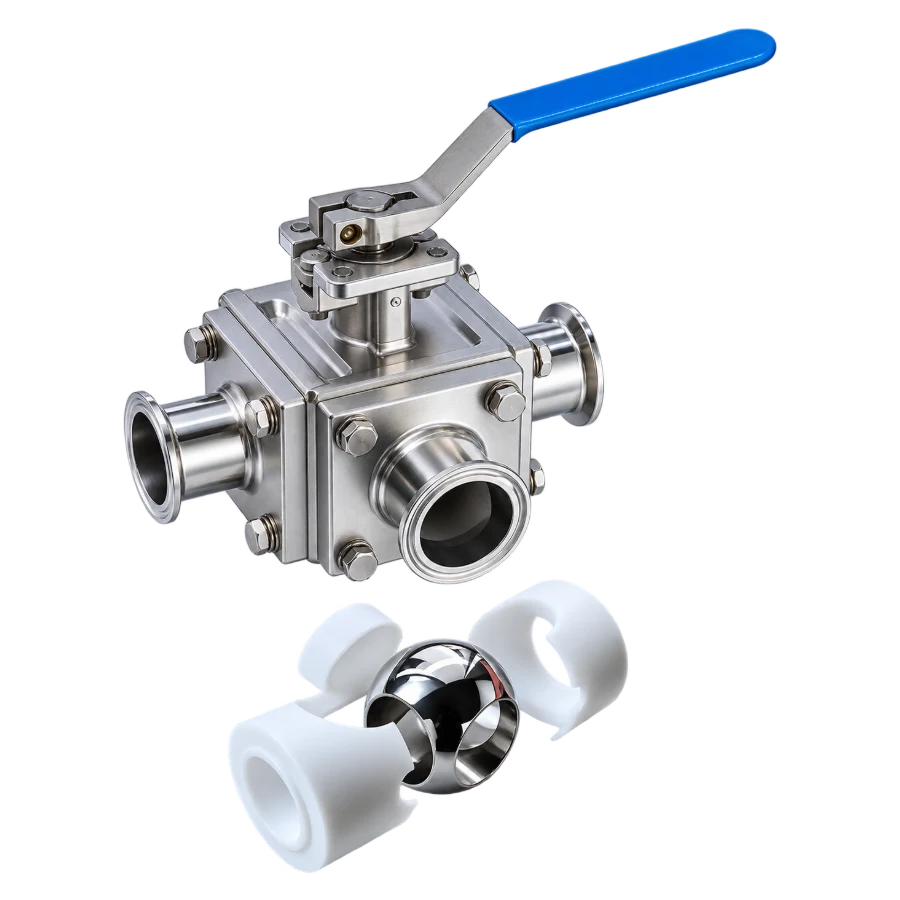 Kai Dynamics 衛生級方形無滯留三通球閥 Sanitary Square Three-Way Non-Entrapment Ball Valve